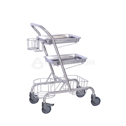 Picture of Medical Double Trays Trolley with Basket   AO-SSA001C
